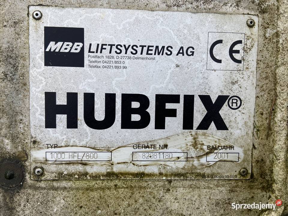 Winda Załadowcza Klapa HUBFIX MBB 1000HFL Pozostałe Maszewo sprzedam