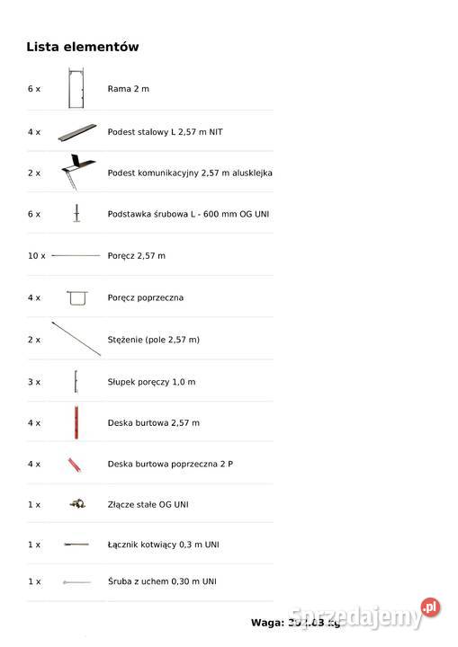 Rusztowanie elewacyjne 3187 m2 używane 514x62 m Stare Siołkowice
