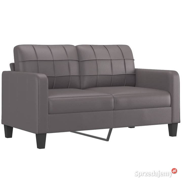 2osobowa sofa z poduszkami szara 140 sztuczna