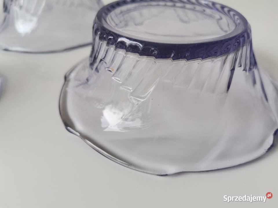 Stare fioletowe 4 miseczki szkło Art Deco śląskie Katowice