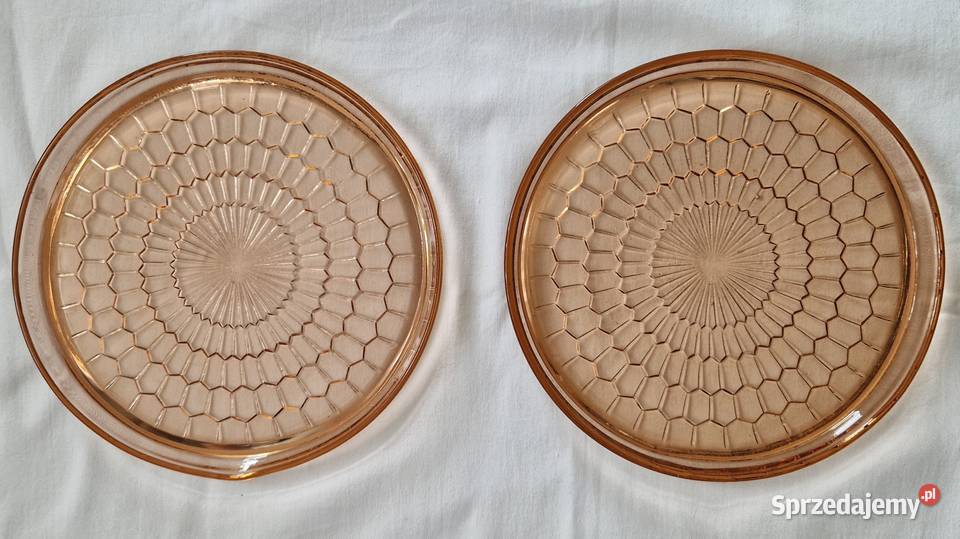 Okrągła rozalinowa taca szklana HSG Hortensja 2 Porcelana i szkło Warszawa