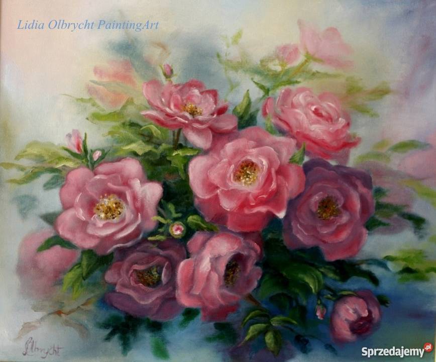 Bukiet kwiatów w wazonie obraz olejny 46x55 L