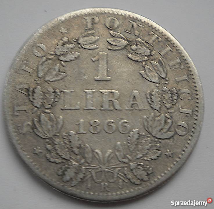WATYKAN1 LIIRA1866 rPIUS XSREBRO 835DUŻE Numizmatyka mazowieckie Legionowo