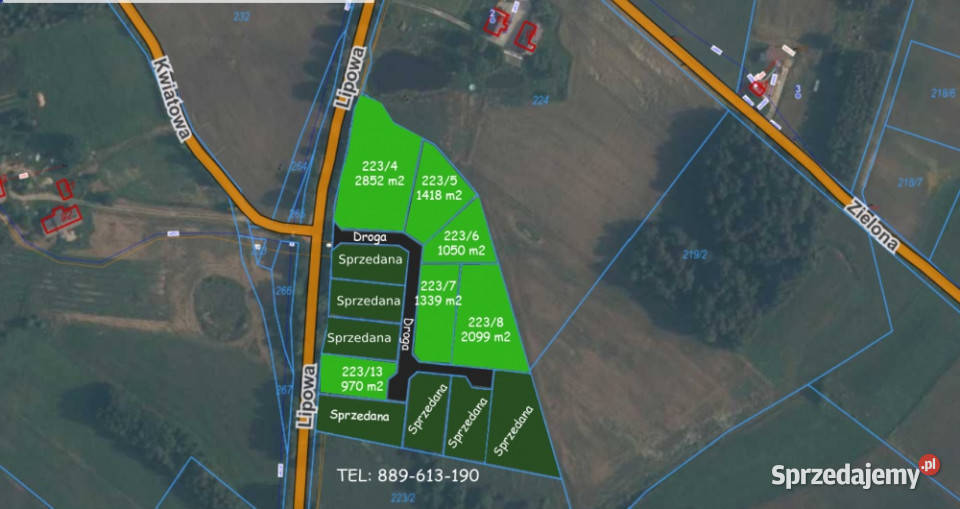 Sprzedam działkę budowlaną Połęczyno gm Somonino