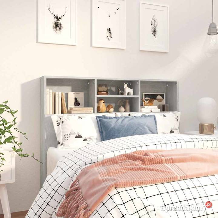 vidaXL Wezgłowie łóżka z półkami szarość Warszawa sprzedam