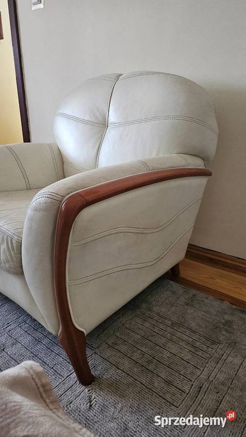 Komplet wypoczynkowy sofa w kolorze ecru 84cm Bydgoszcz