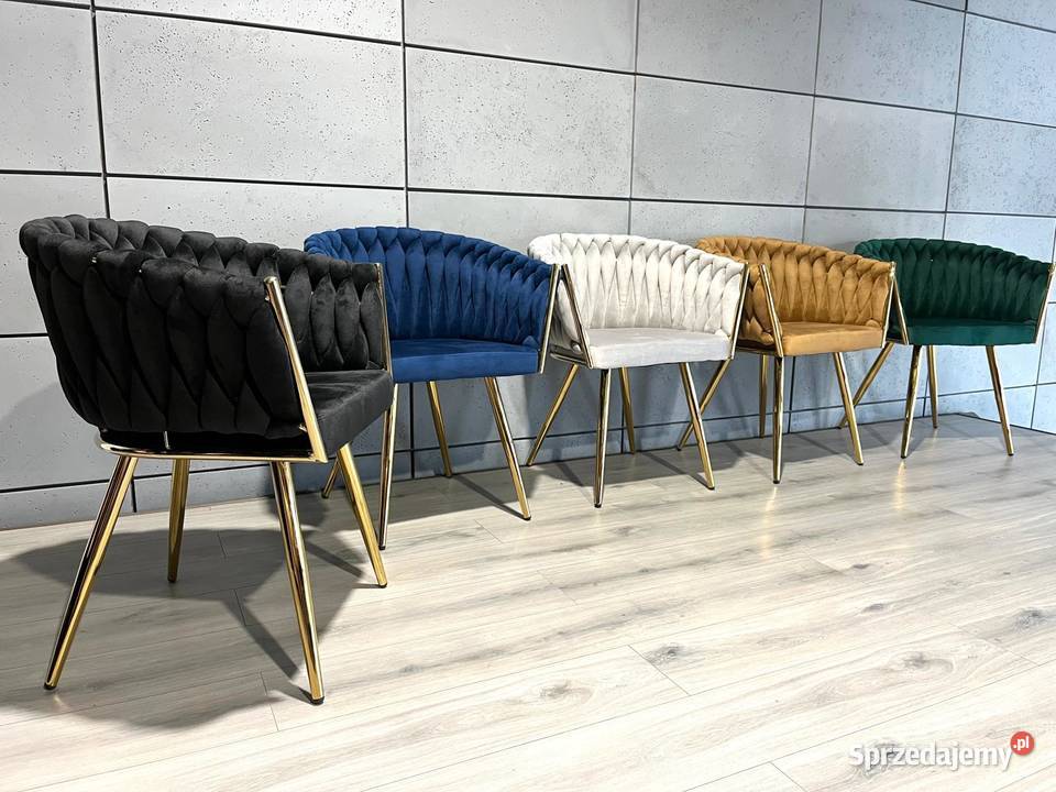 Fotel pleciony warkocz welur glamour Warszawa