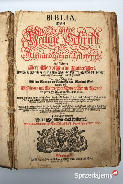 Biblia luterańska 1720 Biblia Lutra wielkopolskie sprzedam