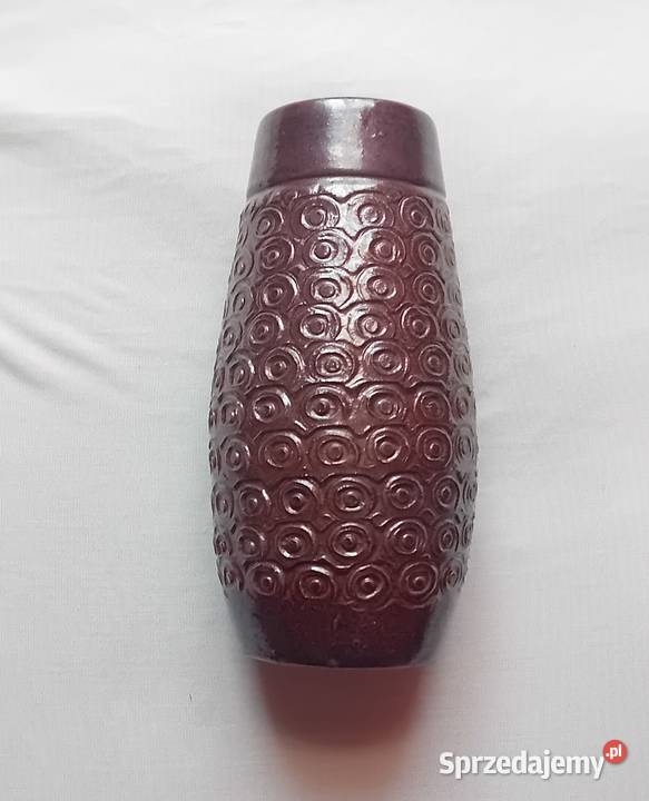Ceramiczny szkliwiony wazon kamionka zdobiona wielkopolskie Koźminek