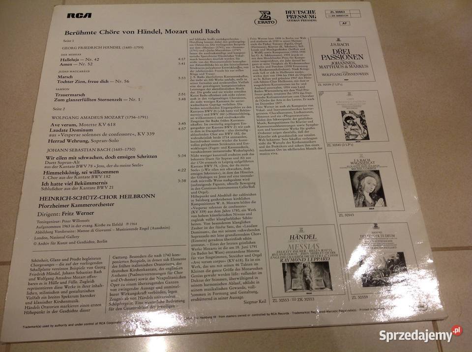 Płyta Winylowa HALLELUJA MOZART BACH Nowa Sól