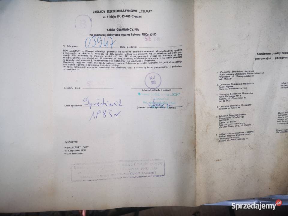 wiertarka kątowa celma PRCu13IID nowa 1985r Bielsko-Biała sprzedam