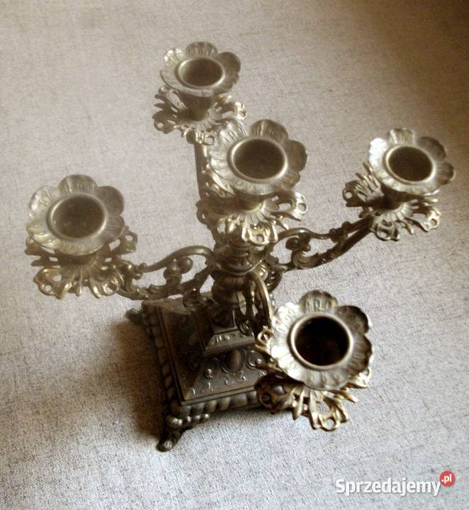 ŚwiecznikKandelabr 5 ramienny mosiężny Ciasna