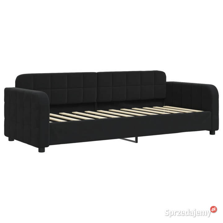 Sofa z funkcją spania czarna obita aksamitem Warszawa