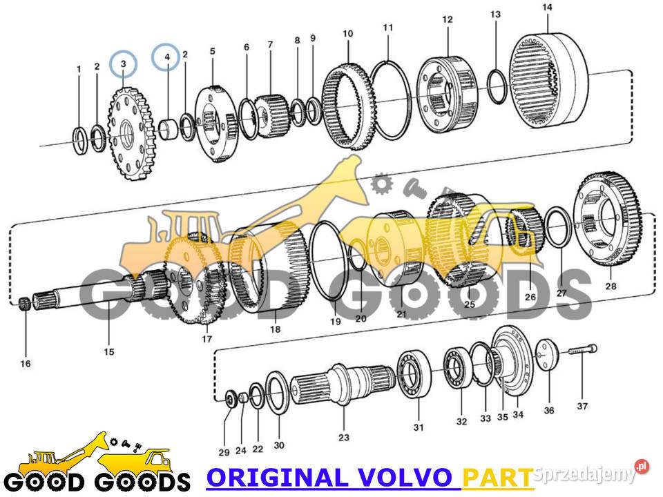 VOLVO KOŁO SŁONECZNE ZĘBATE Z PANEWKĄ 11038752 Układ napędowy Do maszyn budowlanych sprzedam