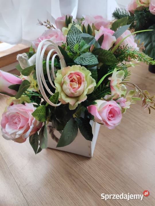 Kochanej Mamie zestaw na grób z dedykacją Kompozycje kwiatowe Sosnowiec sprzedam