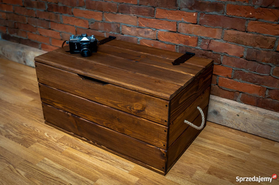 Kufer, skrzynia drewniana, schowek, stolik kawowy palisander