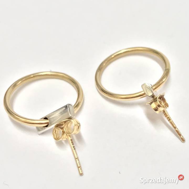 Złote kolczyki 585 14K dwukolorowe koła złoto sprzedam