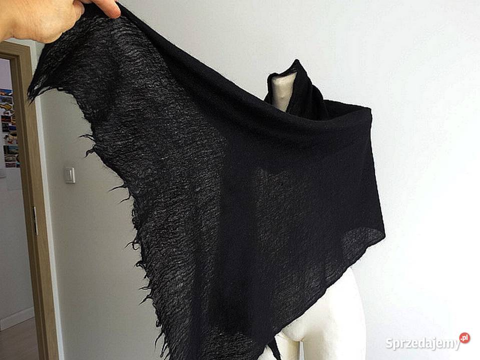 Szal Kaszmirowy 100 Kaszmir Czarny Duży Łomża