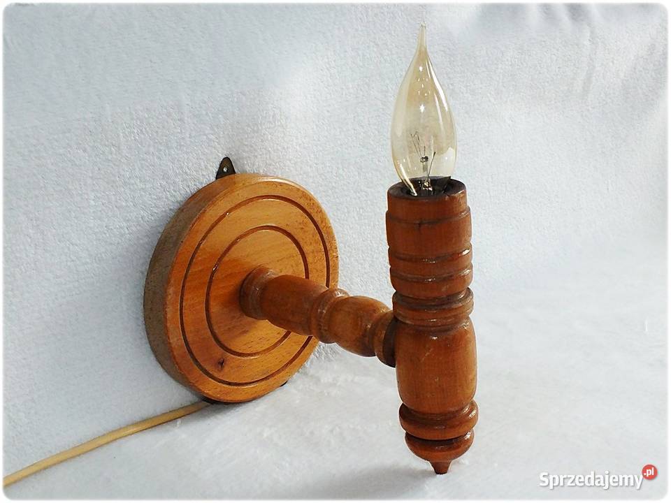 Stary Kinkiet drewniany Lampa ścienna z lat 5060 sprzedam