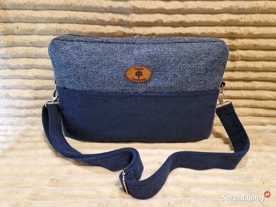 Torba na laptop aktówka handmade rękodzieło niebieski dolnośląskie Wrocław