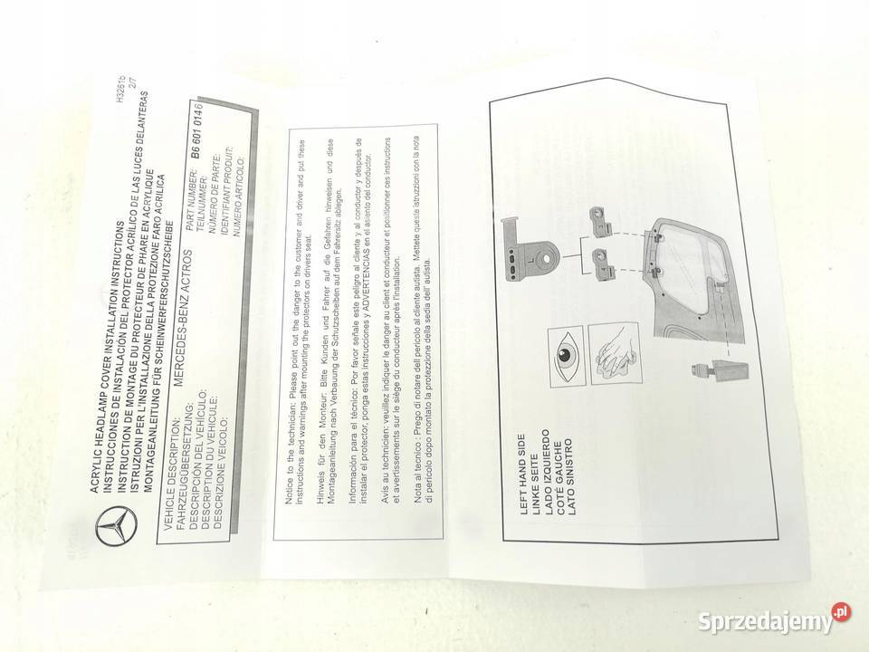 OSŁONA LAMPY LEWY PRZÓD MERCEDES ACTROS MP2 ASO