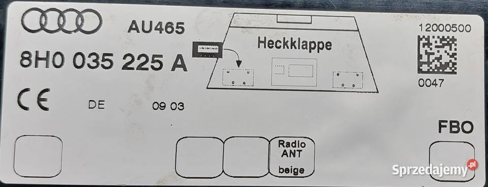 WZMACNIACZ ANTENOWY A4 B6 B7 CABRIO S4 Części samochodowe Mielęcin sprzedam