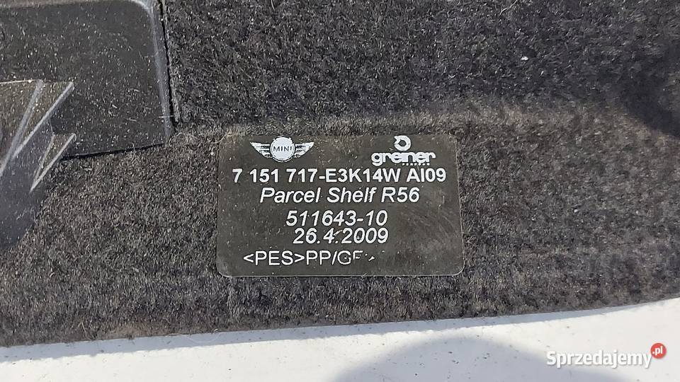 MINI COOPER I R56 09r półka bagażnika 7151717 świętokrzyskie Kielce