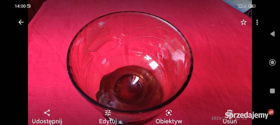 Stary puchar patera szkło kryształowe dymno