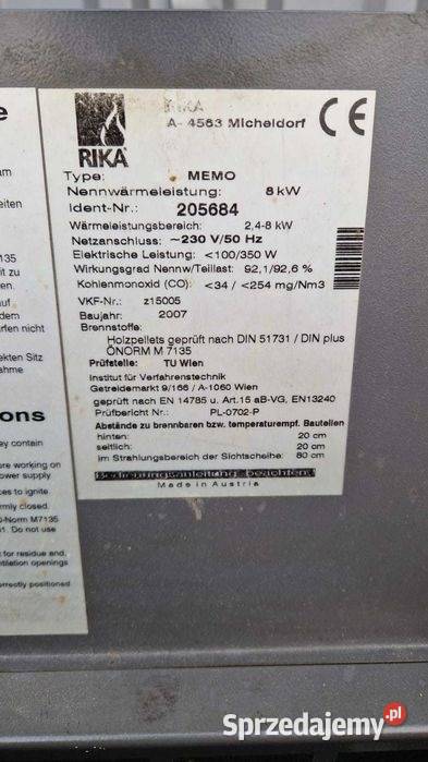 Piec na pellet pelet kominek koza kocioł RIKA Zielona Góra