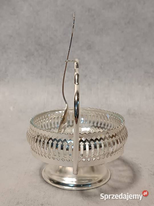 Vintage Szklana Cukiernica w koszyku Dobrzany