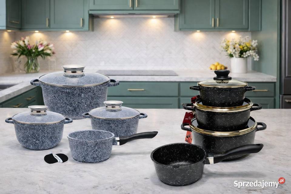 179 Garnki marmurkowe szareczarne śląskie Zabrze