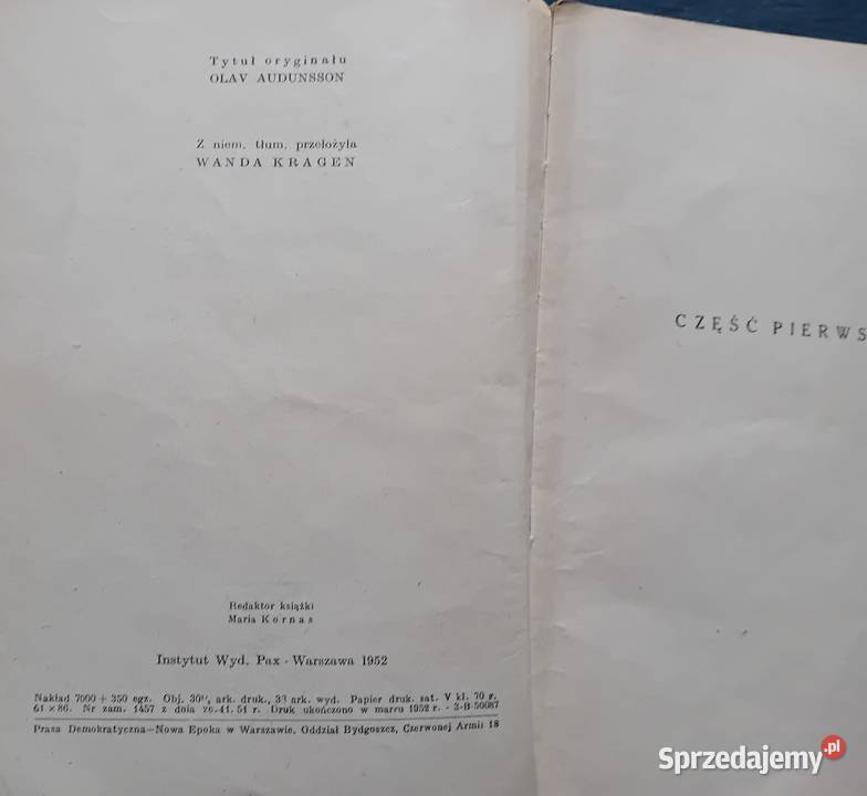 Sigrid undset Olaf syn Auduna Tom 1 PAX 1952 r Koźminek