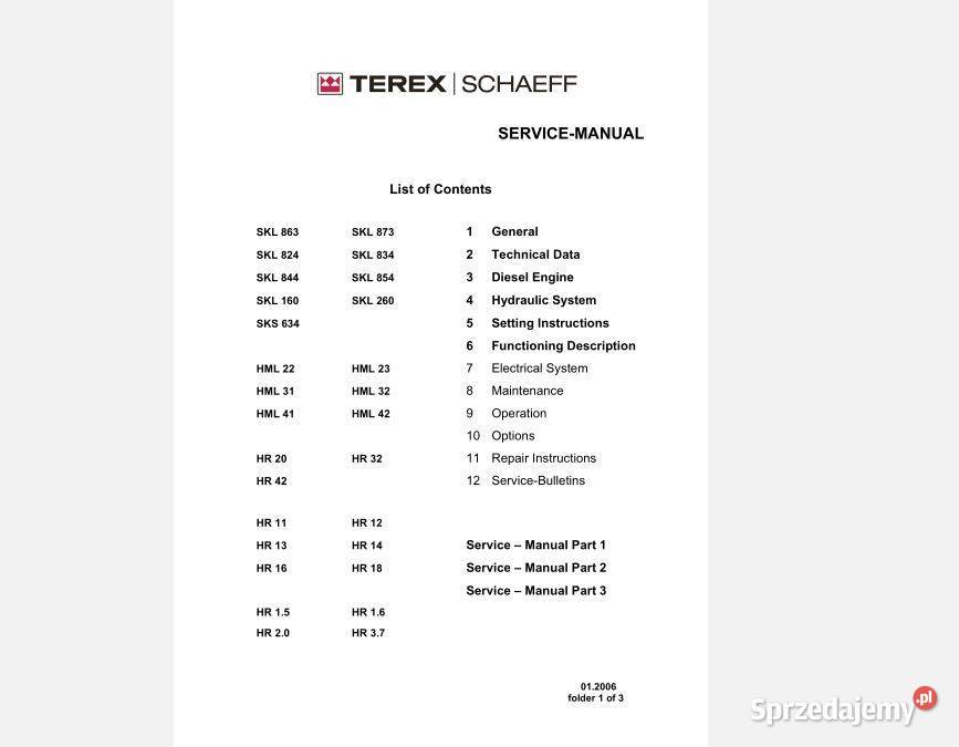TEREX SCHAEFF HR14 HR18 HR16 HR37 instrukcja świętokrzyskie Kielce sprzedam