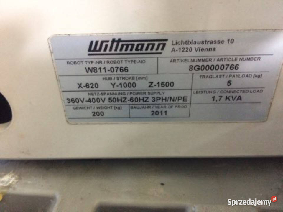 Robot Wittmann W811 z 2011 roku do wtrsykarki Łowicz