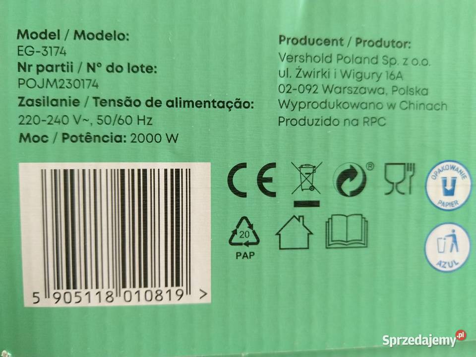 NAJTANIEJ Grill Kontaktowy Elektryczny 2000W AGD drobne śląskie Zabrze