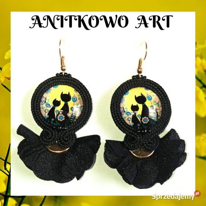 KOLCZYKI Z KOTKAMI I FALBANKĄ SUTASZ mazowieckie Warszawa