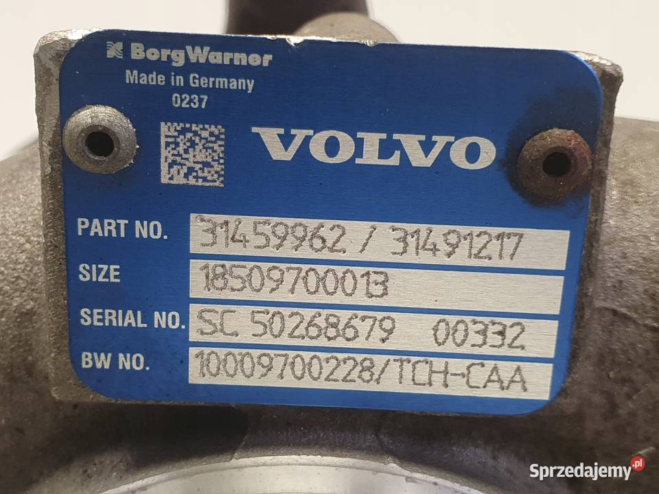 TURBOSPRĘŻARKA Volvo XC60 S60 V60 II 20 D3 turbo Turbosprężarki Chełm sprzedam