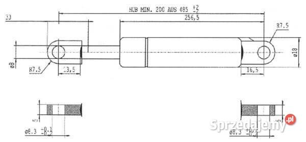 Sprężyna gazowa L485 mm 150N Stabilus CA094854