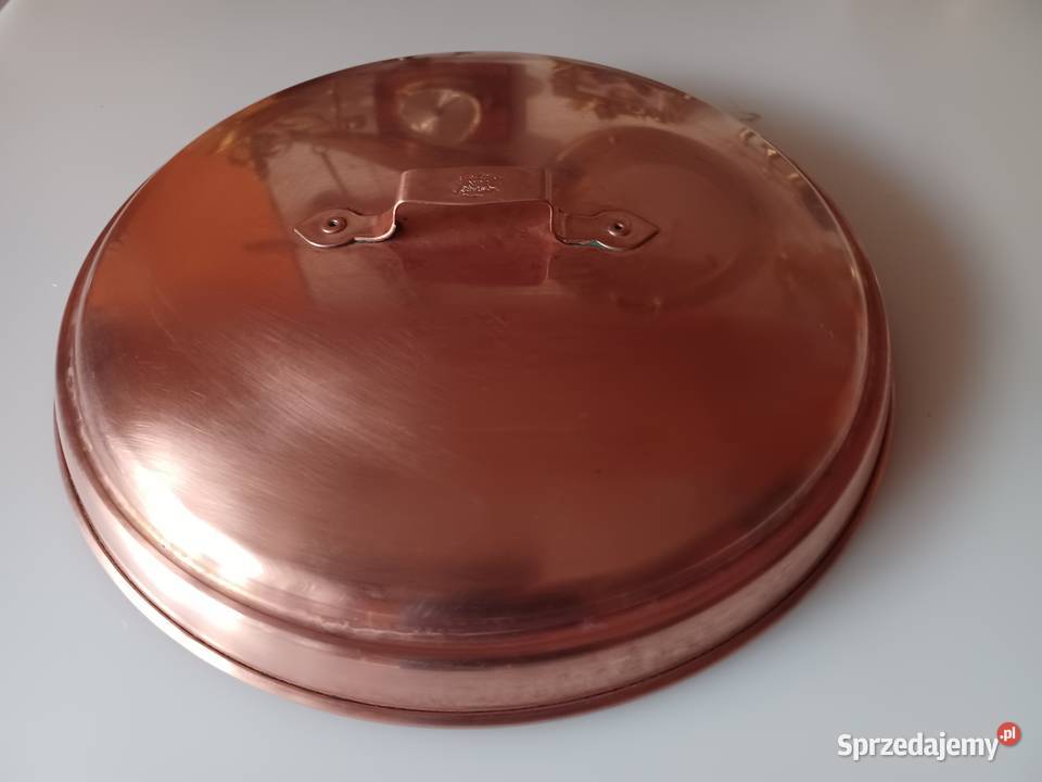 Sygnowana duża miedziana pokrywka Miedź Kolekcja wielkopolskie