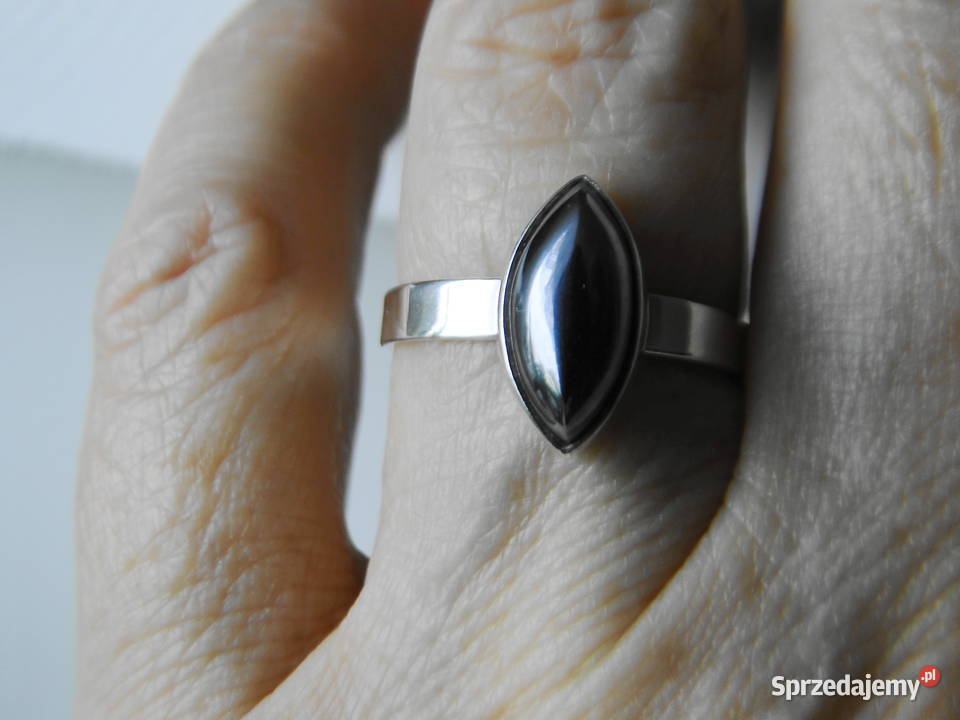 Pierścionek srebro i hematyt srebro Warszawa