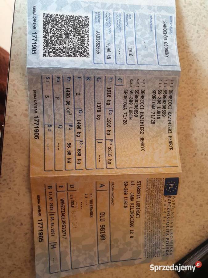 Volkswagen golf VII kombi 2018r Lift nieuszkodzony dolnośląskie sprzedam