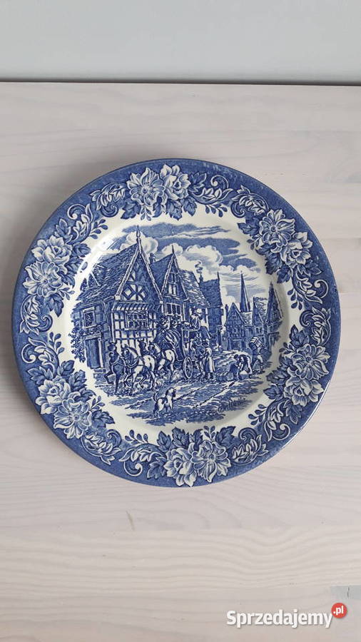 Talerz płaski England Ironstone niebieski