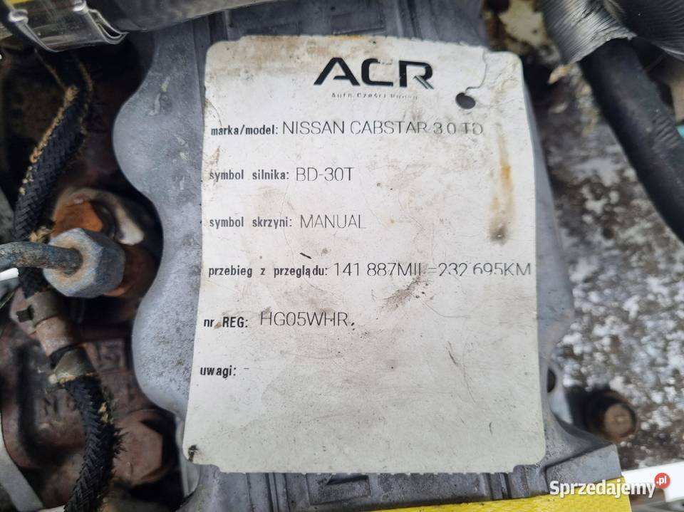 SILNIK KOMPLET Nissan Cabstar 30 TD 105 osobowe Chełm sprzedam
