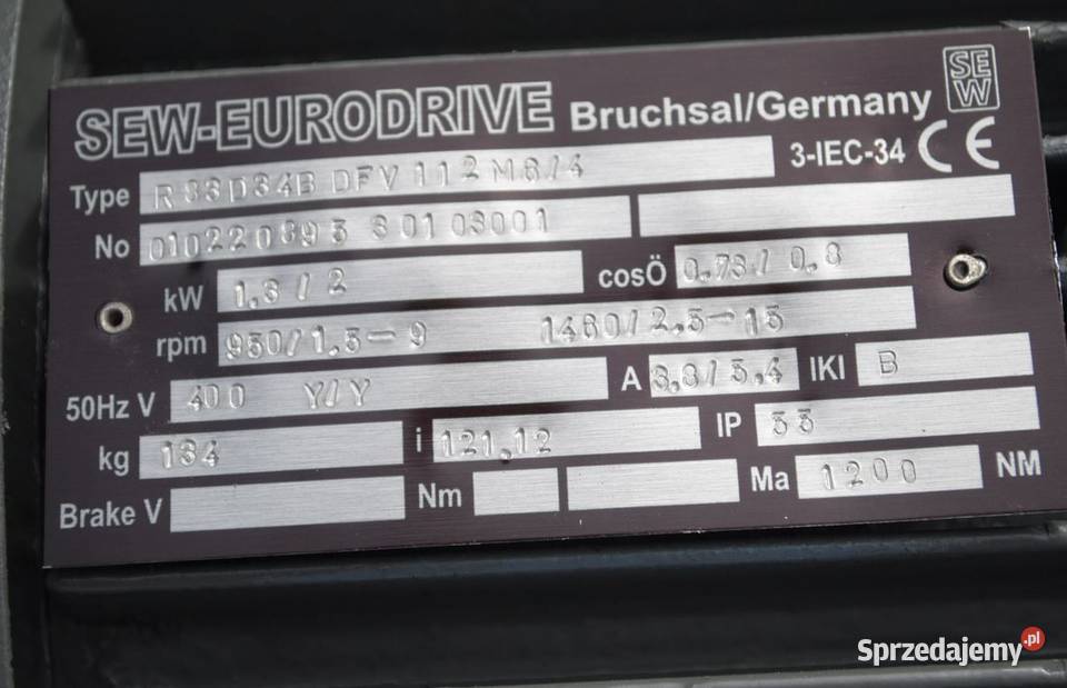 Motoreduktor 132kw z regulacją 1592515obr Biznes i Przemysł lubuskie