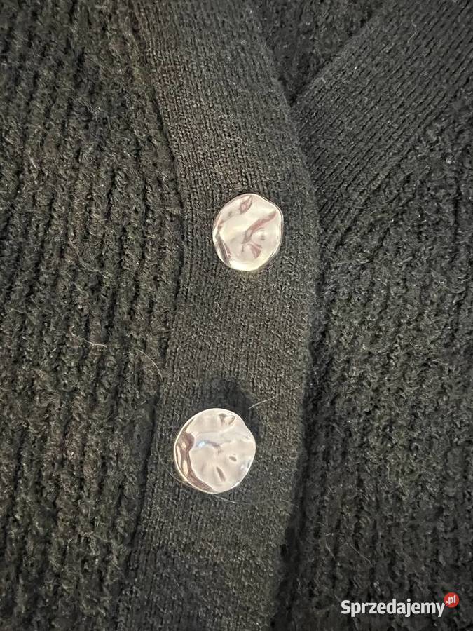 Czarny kardigan sweter czarny z dekoltem V i Rozmiar 34(XS) Jasło