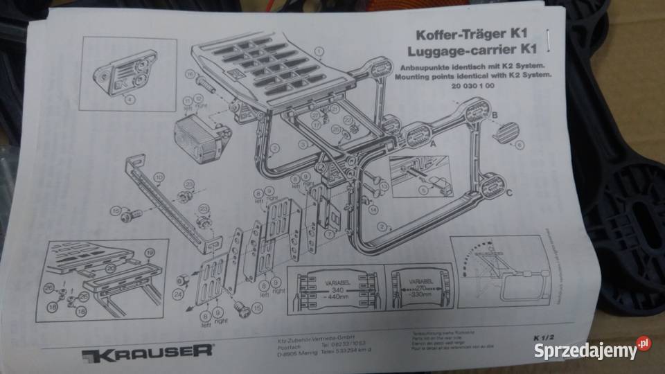 KRAUSER UNIWERSALNY BAGAŻNK NA 3 KUFRY BMW HONDA Bielsk Podlaski