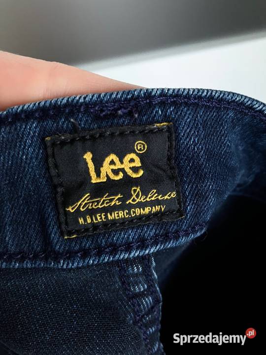 Granatowe jeansy Lee wysoki stan rurki skinny