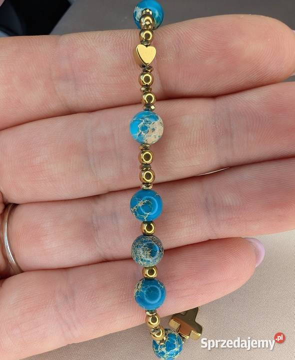 Bransoletka różaniec kamienie jaspis cesarski Łowicz sprzedam