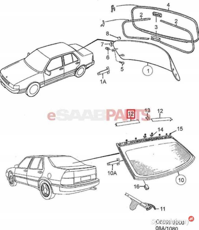 LISTWA SZYBY TYŁ TYLNEJ LEWA SAAB 9000 9098 NOWA