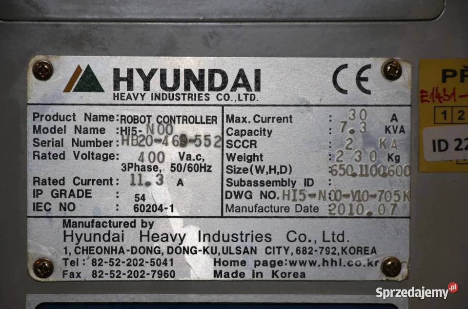 Robot podającopaletyzujący Hyundai HS200 Częstochowa